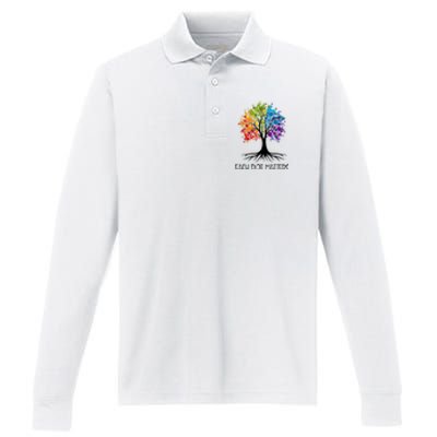 Colorful Tree Each Dot Matters Dot Day Polka Dot Gift Performance Long Sleeve Polo