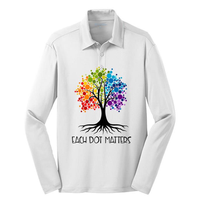 Colorful Tree Each Dot Matters Dot Day Polka Dot Gift Silk Touch Performance Long Sleeve Polo