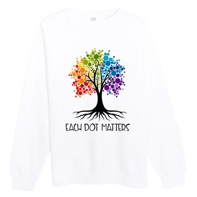 Colorful Tree Each Dot Matters Dot Day Polka Dot Gift Premium Crewneck Sweatshirt