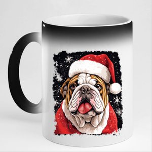 Christmas Theme English Bulldog Great Gift 11oz Black Color Changing Mug