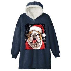 Christmas Theme English Bulldog Great Gift Hooded Wearable Blanket