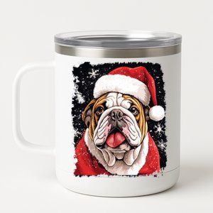 Christmas Theme English Bulldog Great Gift 12 oz Stainless Steel Tumbler Cup