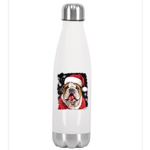 Christmas Theme English Bulldog Great Gift Stainless Steel Insulated Water Bottle