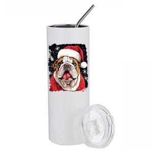 Christmas Theme English Bulldog Great Gift Stainless Steel Tumbler