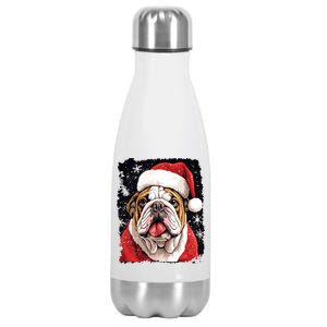 Christmas Theme English Bulldog Great Gift Stainless Steel Insulated Water Bottle