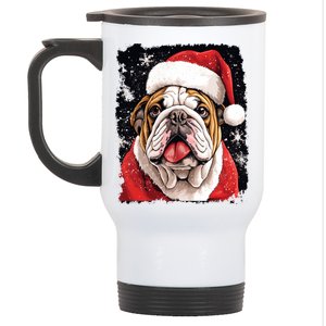 Christmas Theme English Bulldog Great Gift Stainless Steel Travel Mug