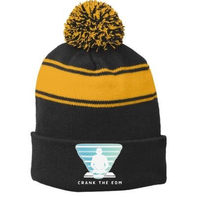 Crank The Edm Electronic Dance Music Humor Stripe Pom Pom Beanie