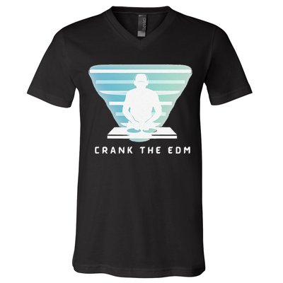 Crank The Edm Electronic Dance Music Humor V-Neck T-Shirt