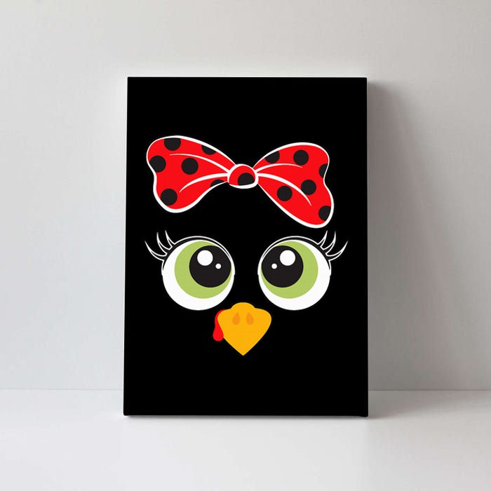 Cute Turkey Face Wo Little Girl Funny Thanksgiving  Canvas