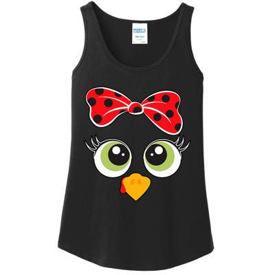 Cute Turkey Face Wo Little Girl Funny Thanksgiving  Ladies Essential Tank