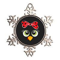 Cute Turkey Face Wo Little Girl Funny Thanksgiving  Metallic Star Ornament