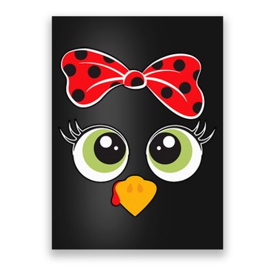 Cute Turkey Face Wo Little Girl Funny Thanksgiving  Poster