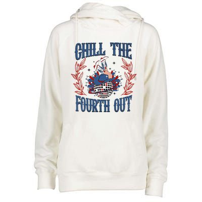 Chill The Fourth Out Vintage Cowgirl 4th Of July Womens Funnel Neck Pullover Hood