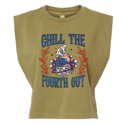 Chill The Fourth Out Vintage Cowgirl 4th Of July Garment-Dyed Women's Muscle Tee