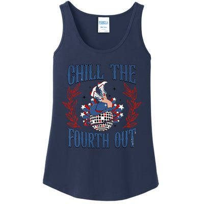 Chill The Fourth Out Vintage Cowgirl 4th Of July Ladies Essential Tank