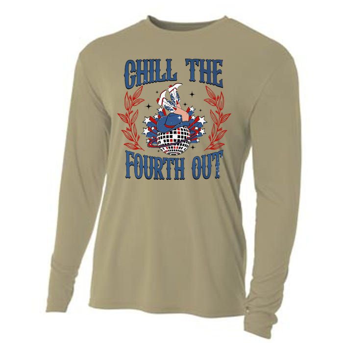 Chill The Fourth Out Vintage Cowgirl 4th Of July Cooling Performance Long Sleeve Crew