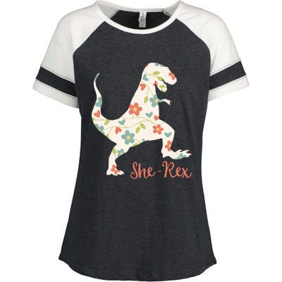 Cute Trex Funny Dinosaur She Rex And Gift Enza Ladies Jersey Colorblock Tee