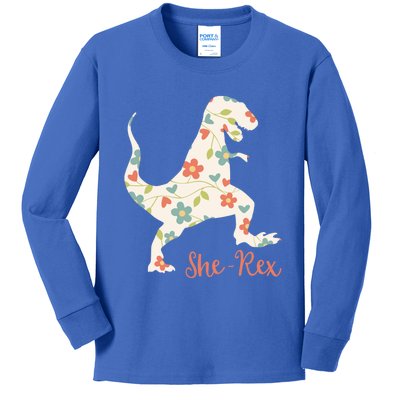 Cute Trex Funny Dinosaur She Rex And Gift Kids Long Sleeve Shirt