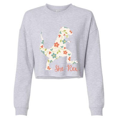 Cute Trex Funny Dinosaur She Rex And Gift Cropped Pullover Crew