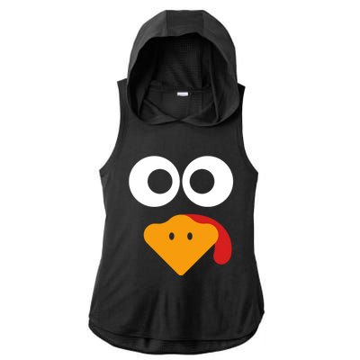 Cute Turkey Face Funny Thanksgiving Turkey Costume Gift Meaningful Gift Ladies PosiCharge Tri-Blend Wicking Draft Hoodie Tank