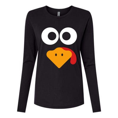 Cute Turkey Face Funny Thanksgiving Turkey Costume Gift Meaningful Gift Womens Cotton Relaxed Long Sleeve T-Shirt