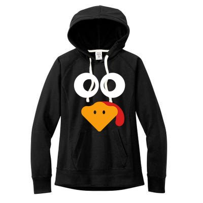 Cute Turkey Face Funny Thanksgiving Turkey Costume Gift Meaningful Gift Women's Fleece Hoodie