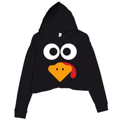 Cute Turkey Face Funny Thanksgiving Turkey Costume Gift Meaningful Gift Crop Fleece Hoodie