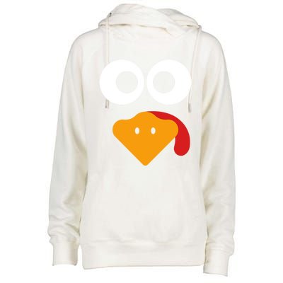 Cute Turkey Face Funny Thanksgiving Turkey Costume Gift Meaningful Gift Womens Funnel Neck Pullover Hood