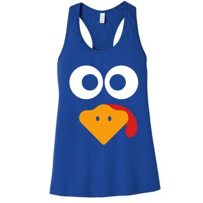 Cute Turkey Face Funny Thanksgiving Turkey Costume Gift Meaningful Gift Women's Racerback Tank