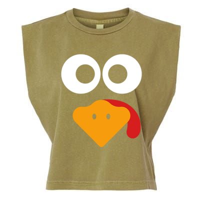 Cute Turkey Face Funny Thanksgiving Turkey Costume Gift Meaningful Gift Garment-Dyed Women's Muscle Tee