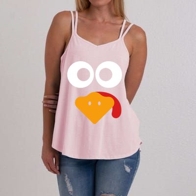 Cute Turkey Face Funny Thanksgiving Turkey Costume Gift Meaningful Gift Women's Strappy Tank