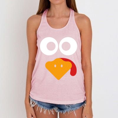 Cute Turkey Face Funny Thanksgiving Turkey Costume Gift Meaningful Gift Women's Knotted Racerback Tank