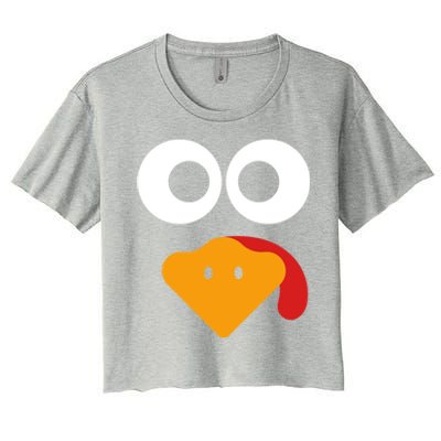 Cute Turkey Face Funny Thanksgiving Turkey Costume Gift Meaningful Gift Women's Crop Top Tee