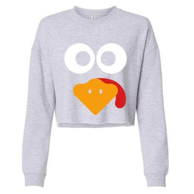 Cute Turkey Face Funny Thanksgiving Turkey Costume Gift Meaningful Gift Cropped Pullover Crew