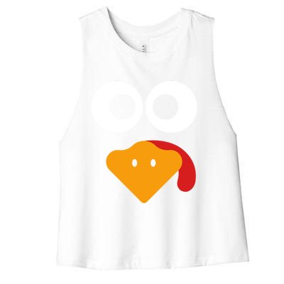 Cute Turkey Face Funny Thanksgiving Turkey Costume Gift Meaningful Gift Women's Racerback Cropped Tank