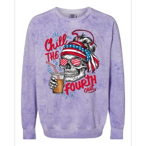 Chill The Fourth Out Patriotic Skull 4th Of July Colorblast Crewneck Sweatshirt