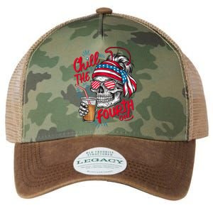 Chill The Fourth Out Patriotic Skull 4th Of July Legacy Tie Dye Trucker Hat