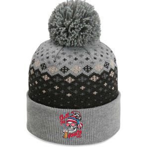 Chill The Fourth Out Patriotic Skull 4th Of July The Baniff Cuffed Pom Beanie