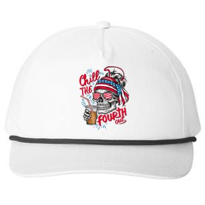 Chill The Fourth Out Patriotic Skull 4th Of July Snapback Five-Panel Rope Hat