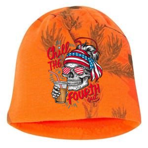 Chill The Fourth Out Patriotic Skull 4th Of July Kati - Camo Knit Beanie