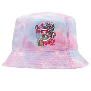 Chill The Fourth Out Patriotic Skull 4th Of July Tie-Dyed Bucket Hat