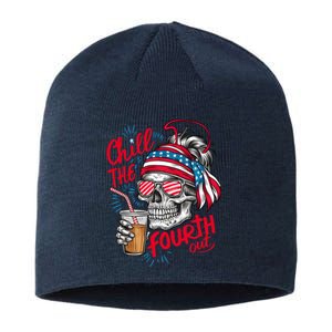 Chill The Fourth Out Patriotic Skull 4th Of July Sustainable Beanie