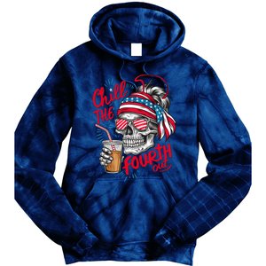 Chill The Fourth Out Patriotic Skull 4th Of July Tie Dye Hoodie