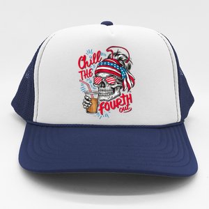 Chill The Fourth Out Patriotic Skull 4th Of July Trucker Hat