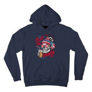 Chill The Fourth Out Patriotic Skull 4th Of July Tall Hoodie