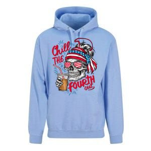 Chill The Fourth Out Patriotic Skull 4th Of July Unisex Surf Hoodie