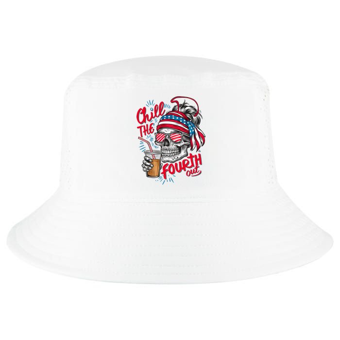 Chill The Fourth Out Patriotic Skull 4th Of July Cool Comfort Performance Bucket Hat