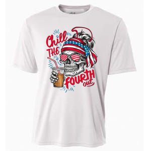 Chill The Fourth Out Patriotic Skull 4th Of July Cooling Performance Crew T-Shirt