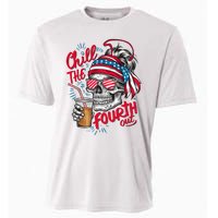 Chill The Fourth Out Patriotic Skull 4th Of July Cooling Performance Crew T-Shirt