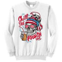 Chill The Fourth Out Patriotic Skull 4th Of July Sweatshirt